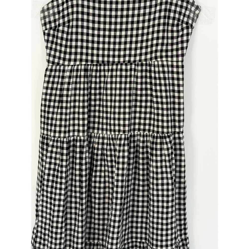 Hunkemoller Gingham Check Tiered Midi Dress Tie Shoulder Black White L 101-33 - Picture 10 of 14